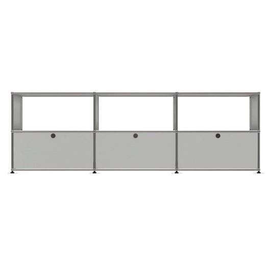 3x2 Modular Metal Sideboard with 3 bottom doors & 3-2-2 pannel [W(750+750+750)XD350XH(350+350)] by Usm #Light Gray [RAL 7035]