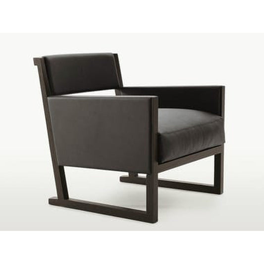 MUSA - Upholstered leather armchair with armrests