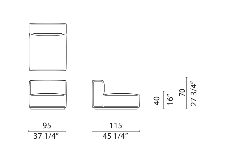 OBLONG PLUS - Chaise Longue module drawing