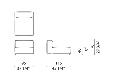 OBLONG PLUS - Chaise Longue module drawing