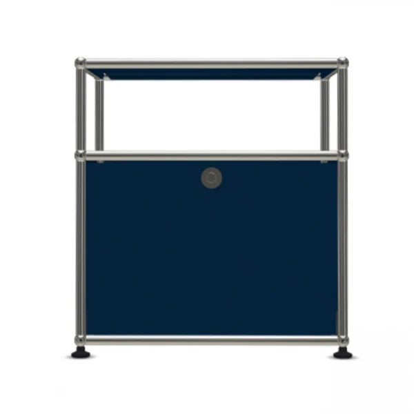 1x2 Modular Metal Sideboard with 1 bottom doors & 1 pannel [W500XD350XH(350+175)] by Usm #Steel Blue [RAL 5011]