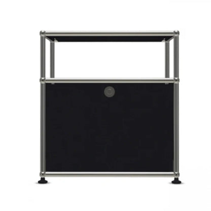 1x2 Modular Metal Sideboard with 1 bottom doors & 1 pannel [W500XD350XH(350+175)] by Usm #Graphite Black [RAL 9011]