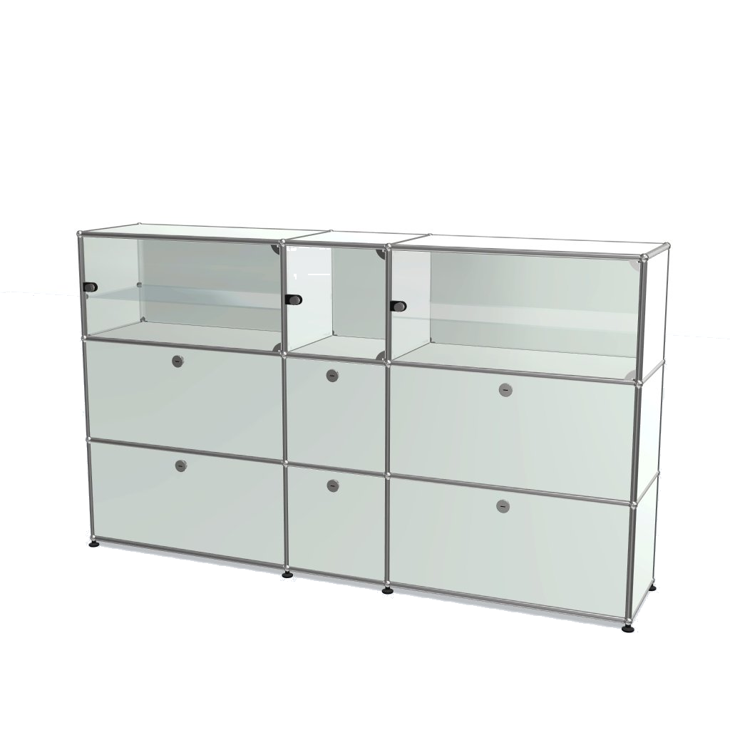 3x3 Module High Board (Lower 6 Doors & Upper 3 Glass Doors) [W(750+350+750)XD350XH(350+350+350)]