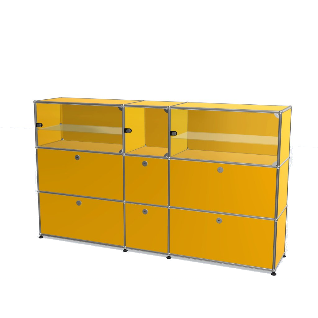 3x3 Module High Board (Lower 6 Doors & Upper 3 Glass Doors) [W(750+350+750)XD350XH(350+350+350)]