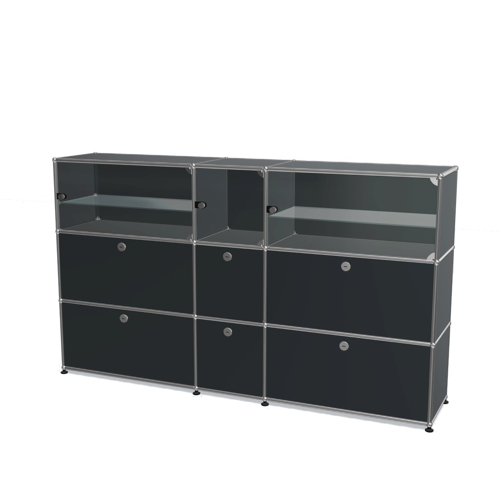 3x3 Module High Board (Lower 6 Doors & Upper 3 Glass Doors) [W(750+350+750)XD350XH(350+350+350)]