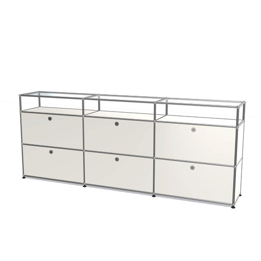 3x3 Modular Sideboard (Lower 6 Doors & 1-1-1 Glass Panel) [W(750+750+750)XD350XH(350+350+175)]