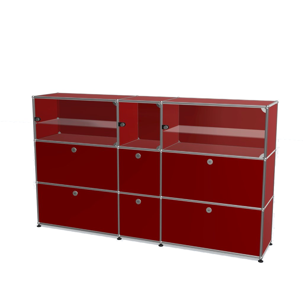 3x3 Module High Board (Lower 6 Doors & Upper 3 Glass Doors) [W(750+350+750)XD350XH(350+350+350)]