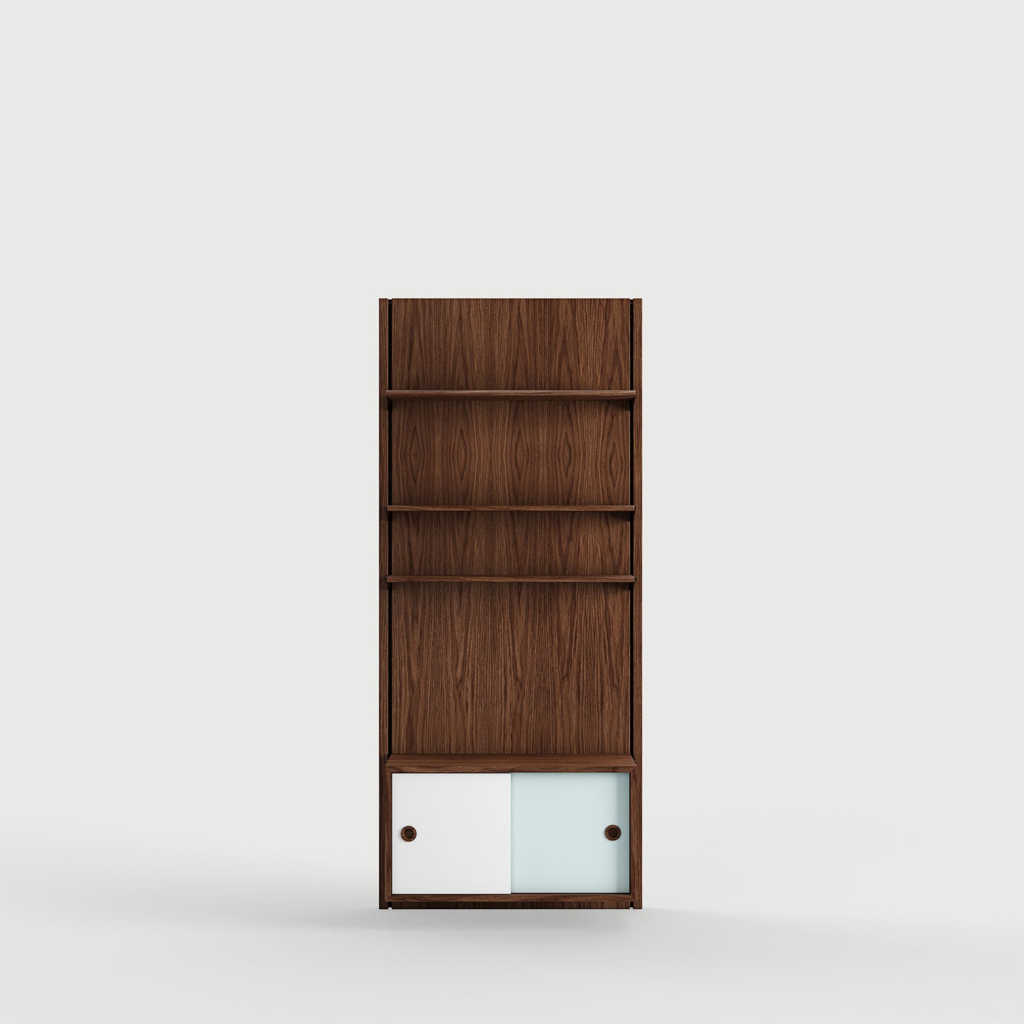 Panel System 1A - Walnut / White / Light Blue