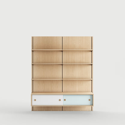 Panel System 2B - Oak Clear Oil / White / Light Blue
