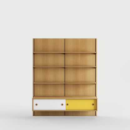 Panel System 2B - Oak Dark Oil / White / Yellow