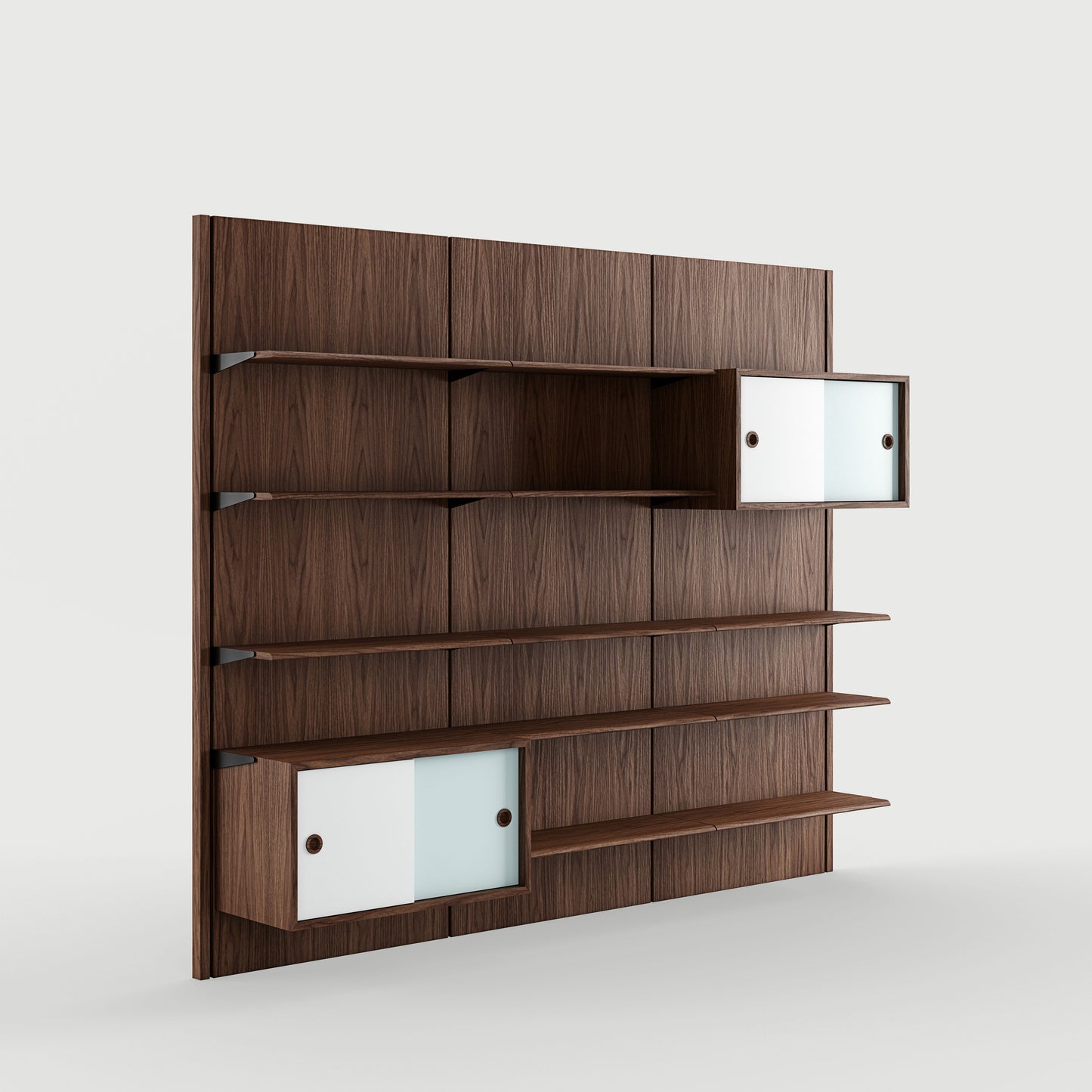 THE PANEL SYSTEM (3A - 3 panels w. 11 shelves and 2 small cupboards)