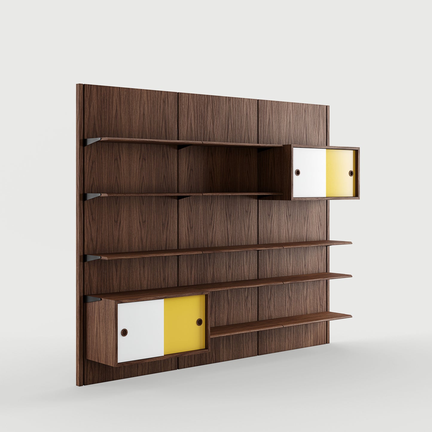 THE PANEL SYSTEM (3A - 3 panels w. 11 shelves and 2 small cupboards)