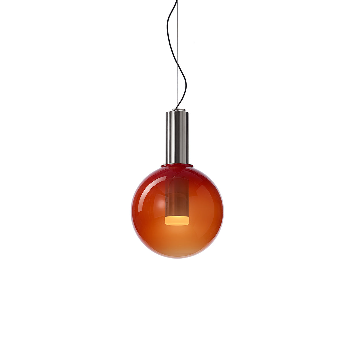 Phenomena - Small Sphere Blown glass pendant lamp by Bomma #ferrari red/silver