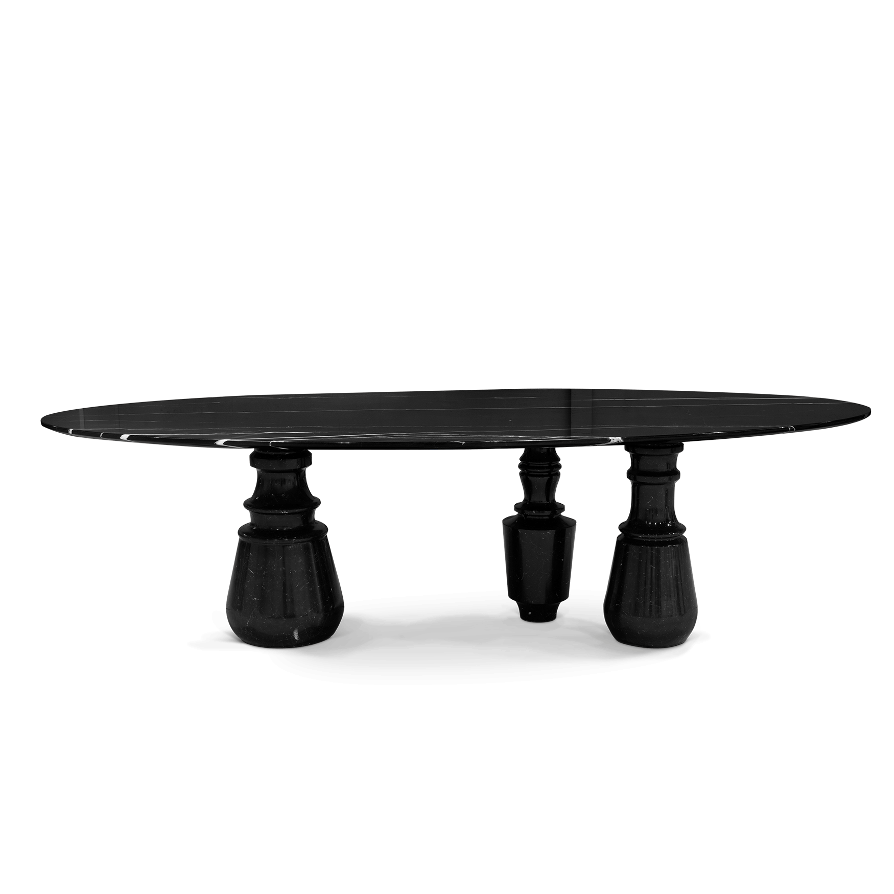 Pietra Oval Xl - Oval Nero Marquina Marble Dining Table by Boca Do Lobo