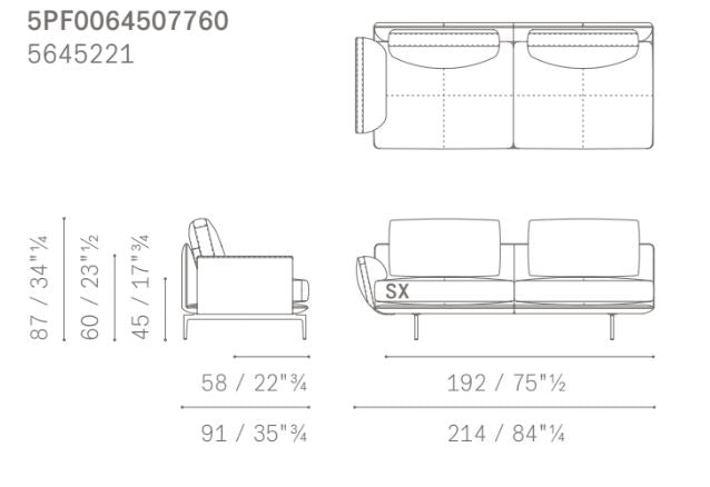 GET BACK - Sectional leather and fabric sofa - composition 1