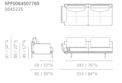 GET BACK - Sectional leather and fabric sofa - composition 1