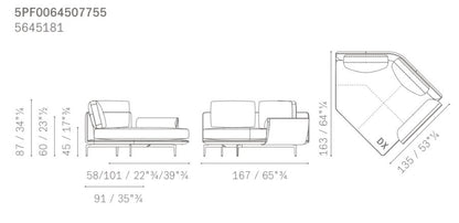 GET BACK - Sectional leather and fabric sofa - composition 1