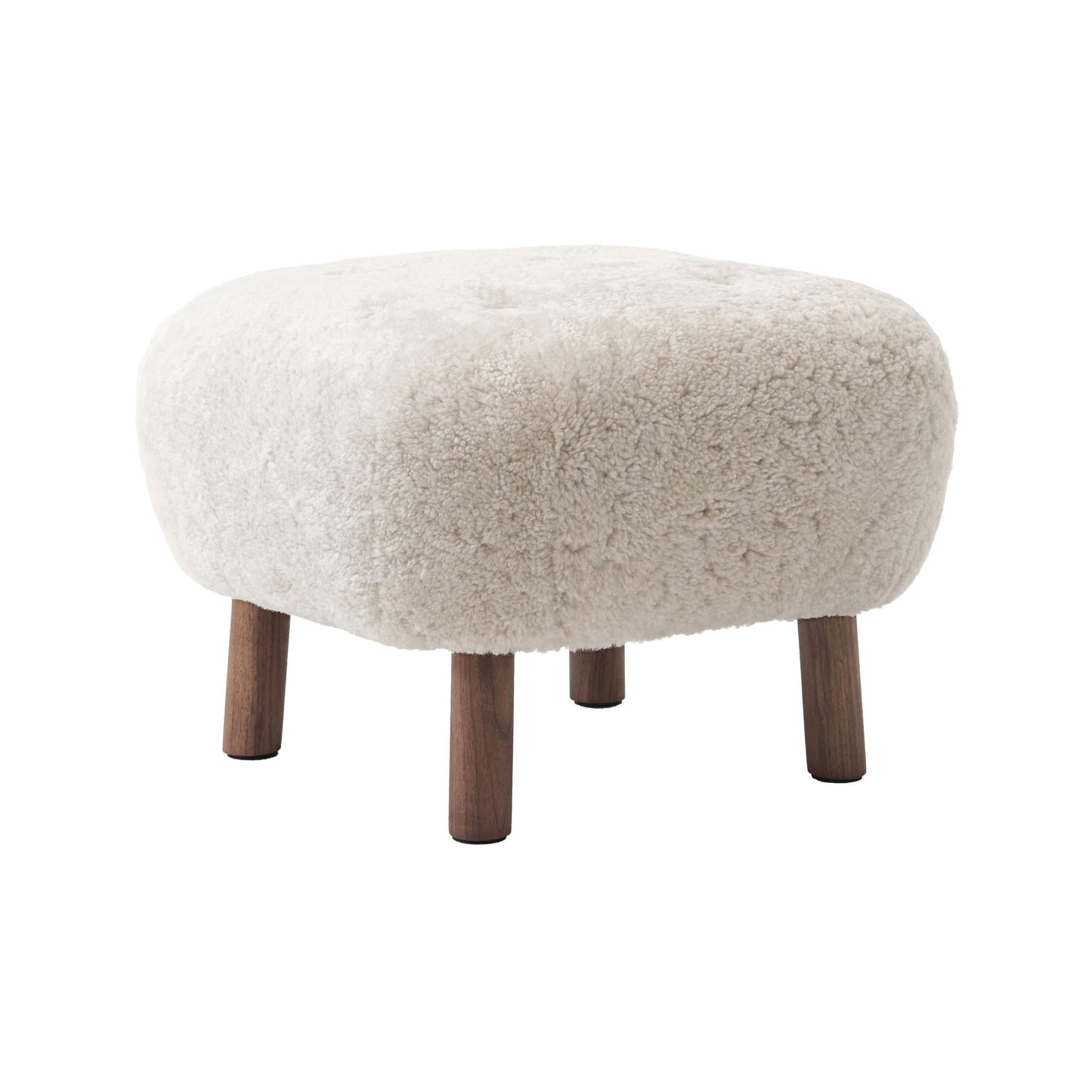 Little Petra ATD1 Pouf by &tradition #Sheepskin Moonlight/Walnut