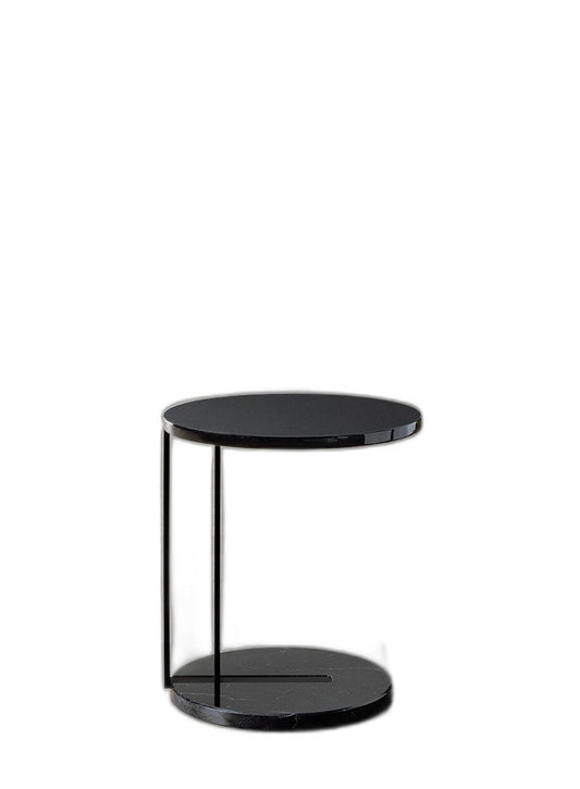 RALF Metal low table - Matt Black frame with marble base by Meridiani