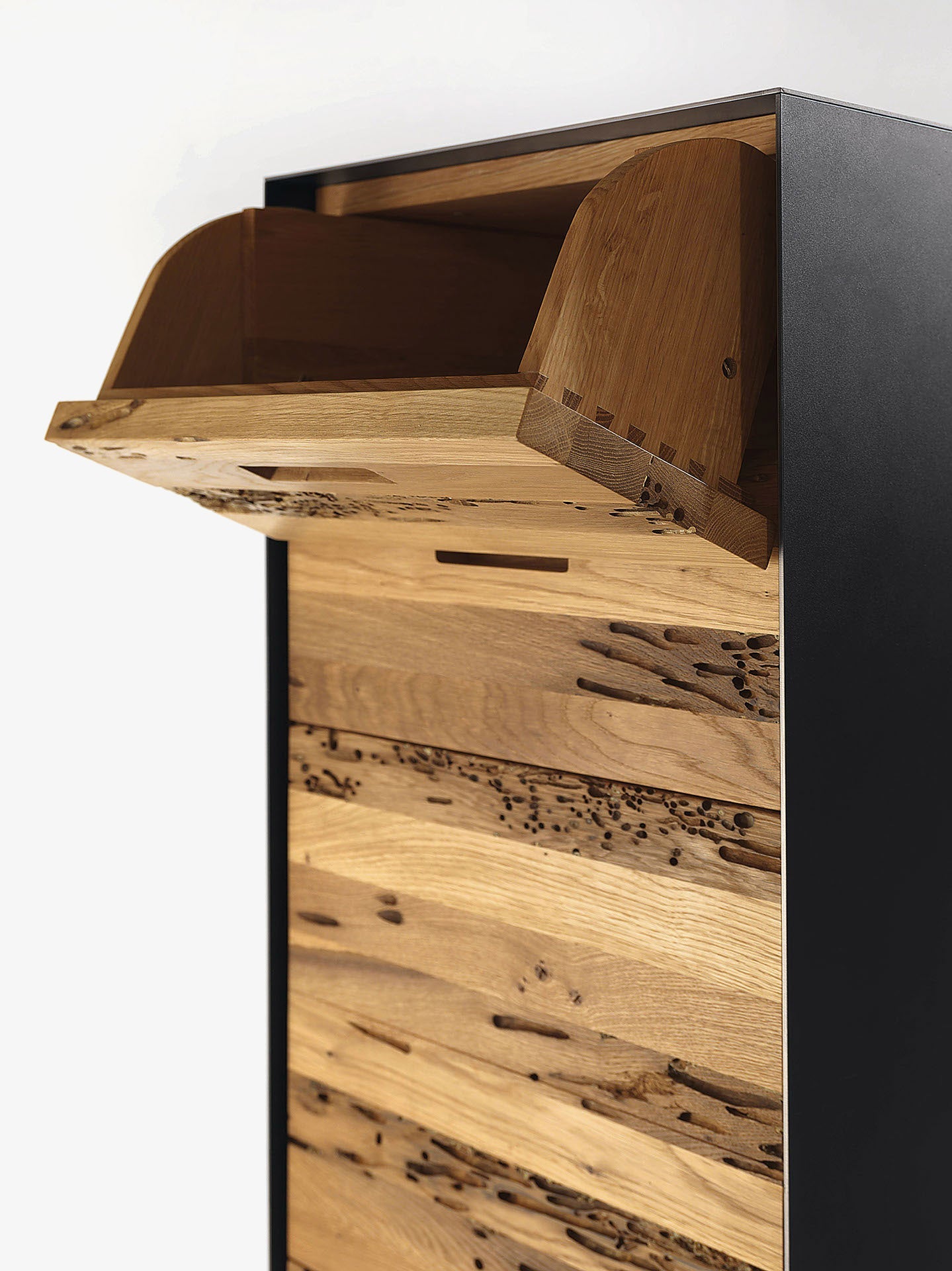 RIALTO Tower 1&2 - Chest of drawers in solid wood and blockboard, with iron or wooden frame