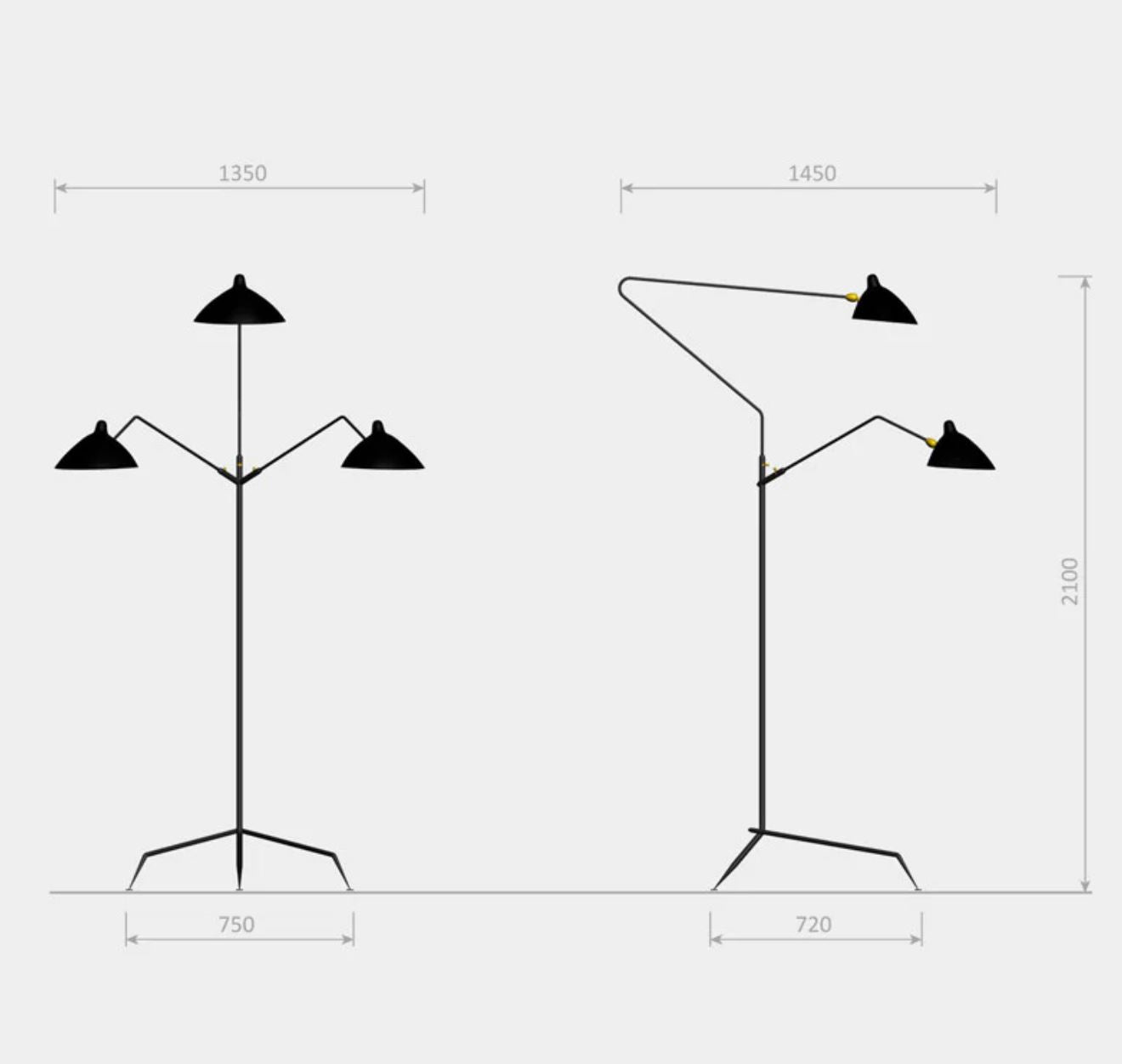 3 Rotating Arms Standing Lamp