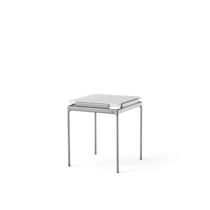 Set LN11 Side Table by &tradition #Bianco Carrara/Dark Chrome