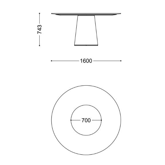 MATERIC - Round dining table with Lazy Susan (Dimension - Ø 1600 x H. 743 mm / Base - Natural Ash (W72))