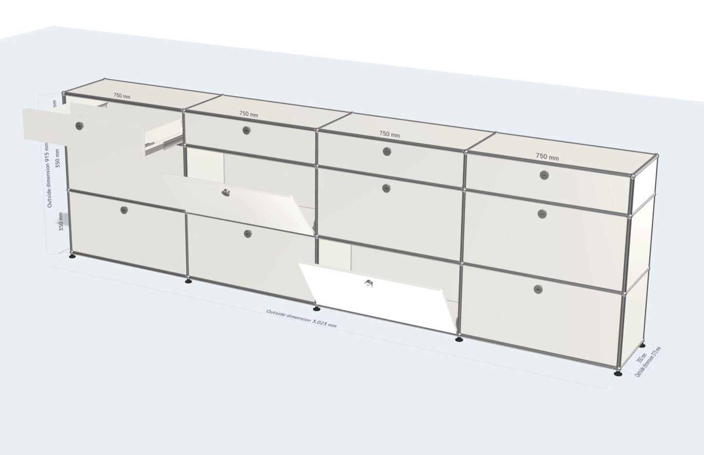 4x3 Module High Board (8 drop down doors, 4 drawers) [W3023XD373XH915]