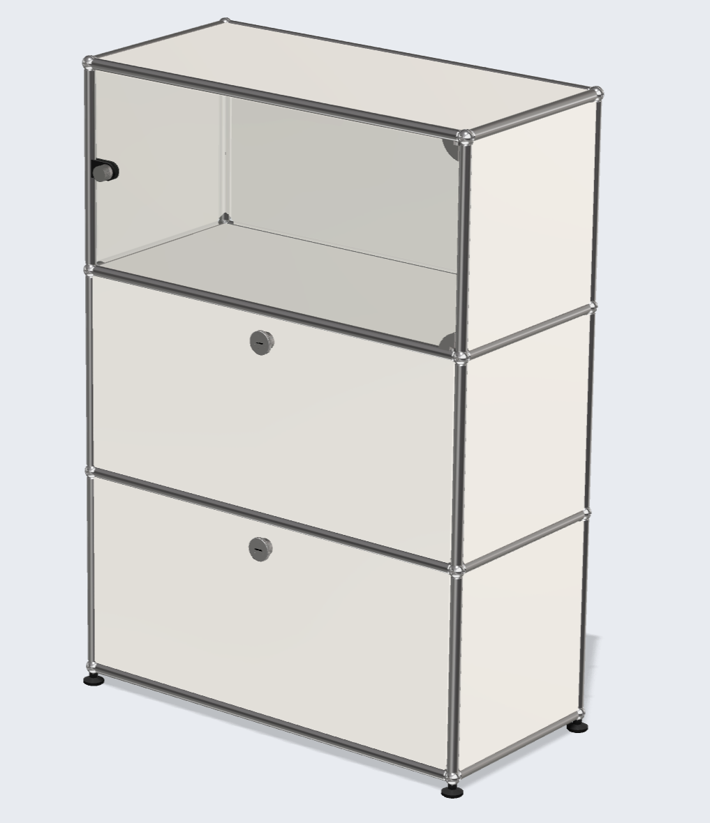 1x3 Module High Board (Top 1 Glass Door & Bottom 2 Doors) [W750XD350XH(350+350+350)]