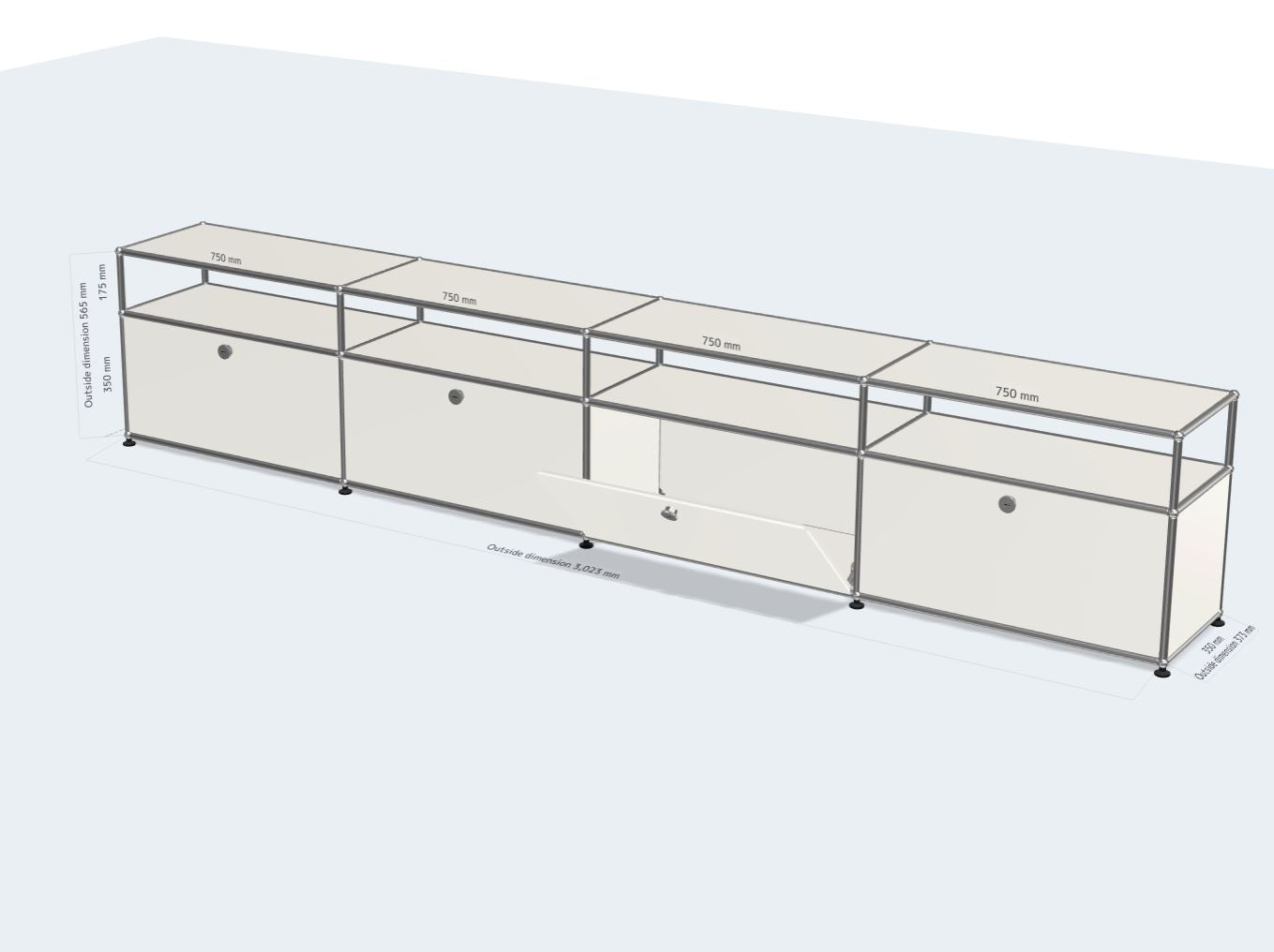 4x2 Module Sideboard (Lower 4 Doors & 1-1-1-1 Panel) [W(750+750+750+750)XD350XH(350+175)]