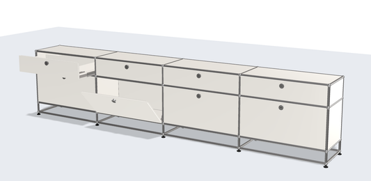 4x3 Module High Board (bottom 4 drop-down doors, top 4 drawer with metal box) [W(750+750+750+750)XD350XH(100+350+175)]