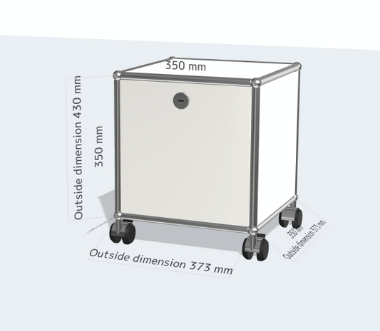 1x1 Module Side Table (1 Drop-Down Door, Casters) [W350XD350XH350]