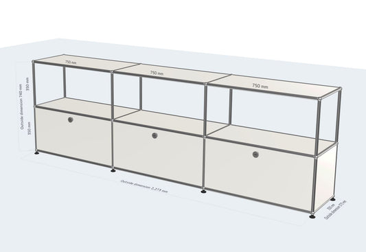 3x2 Modular Sideboard (3 Lower Dropdown Doors) [W(750+750+750)XD350XH(350+350)]