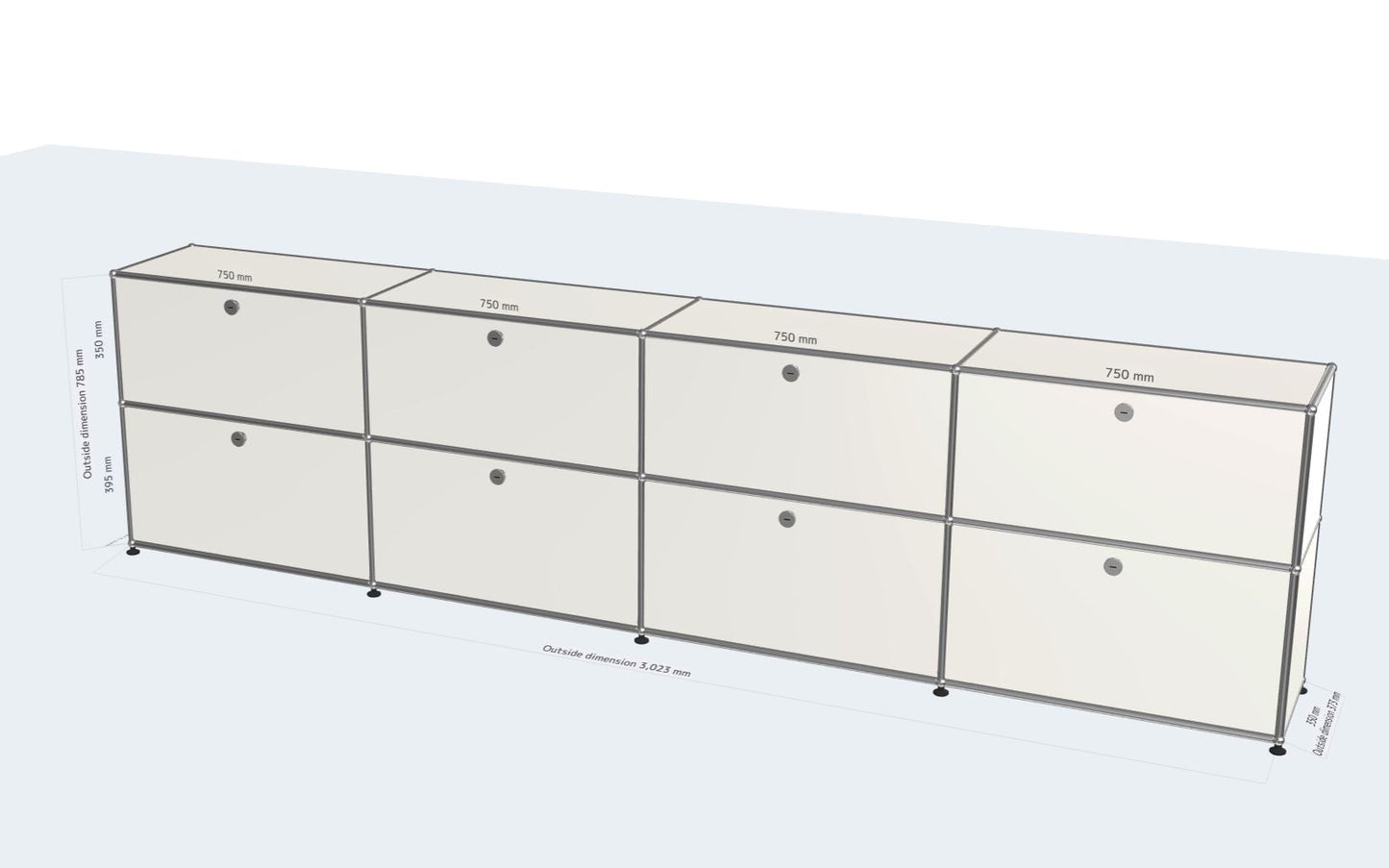 4x2 Modular Sideboard (8 Drop Down Doors) [W(750+750+750+750)XD350XH(395+350)]
