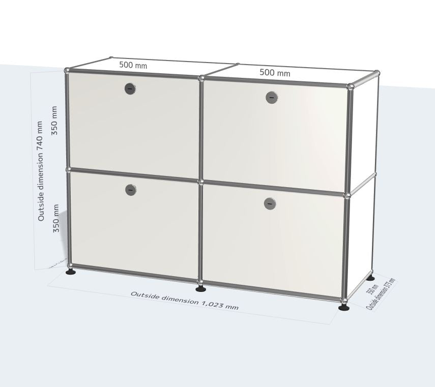 2x2 Module Sideboard (4 Drop Down Doors) [W(500+500)XD350XH(350+350)]
