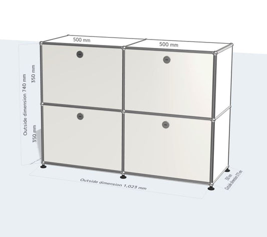 2x2 Module Sideboard (4 Drop Down Doors) [W(500+500)XD350XH(350+350)]