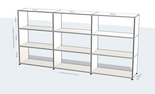 3x3 Module High Board (open panel) [W(750+750+750)XD350XH(350+350+350)]