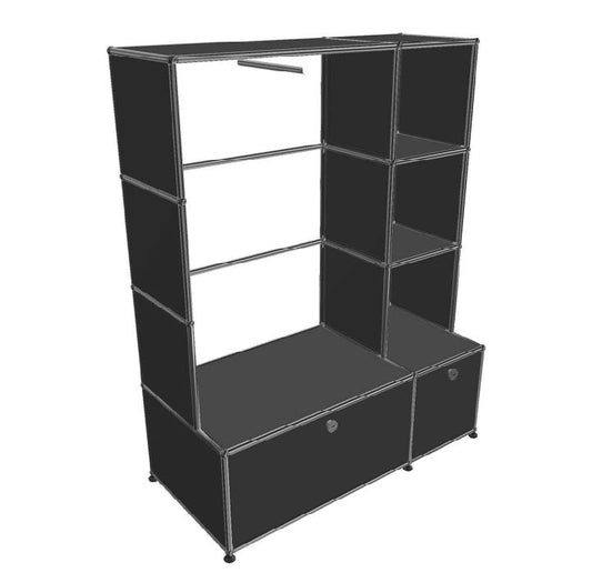 2x4 Wardrobe (2 Bottom Doors) [W(750+350)XD500XH(350+350+350+350)]