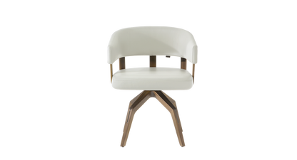 VALLE - Swivel dining chair H79 Leather Optical White