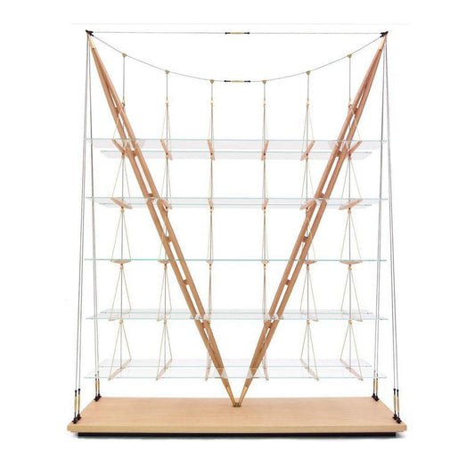Veliero Bookcase by Cassina #Natural Stained Ash / Tempered Stratified Glass / Brass