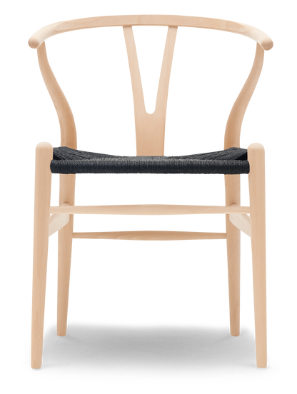 CH24 Wishbone Chair - Beech, Soap, Black Paper Cord