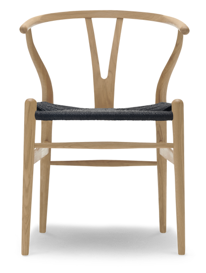 CH24 Wishbone Chair - Oak, Soap, Black Paper Cord